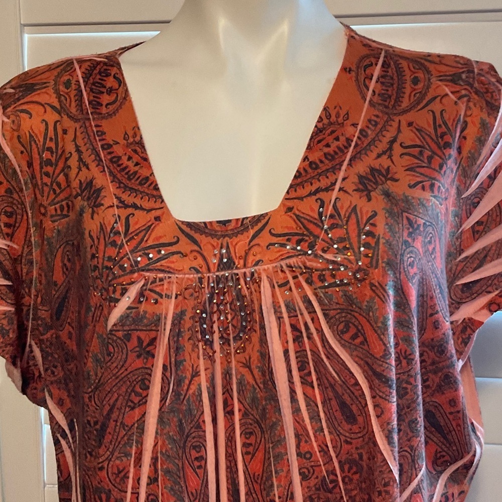 Susan Lawrence Rust Patterned Blouse - Picture 2 of 7